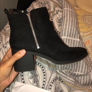 Black suede booties